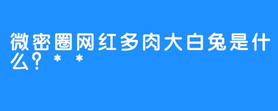 微密圈网红多肉大白兔是什么？**