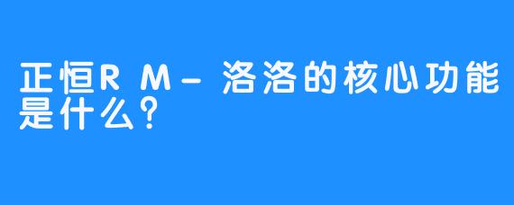 正恒RM-洛洛的核心功能是什么？