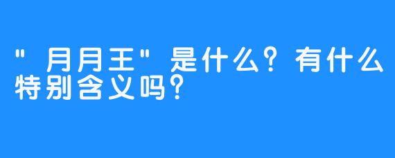 “月月王”是什么？有什么特别含义吗？